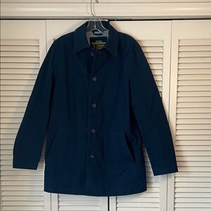 Line of Trade Men's Mayfair trench coat Navy Blue Sz S 100% cotton outer
